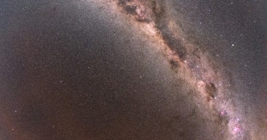 La Vía Láctea y las Nubes de Magallanes desde Nueva Zelanda