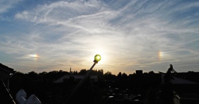 Foto del Sol y dos parhelios desde Países Bajos