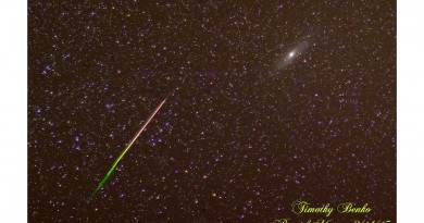 Un meteoro y la Galaxia de Andrómeda desde Estados Unidos