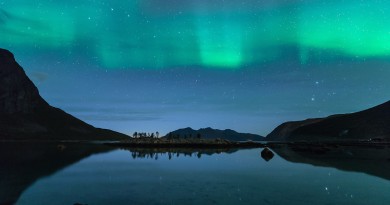 Auroras boreales desde la isla de Kvaløya, Noruega