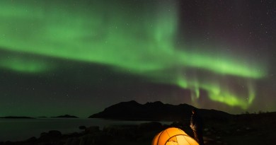 Auroras boreales desde la isla de Kvaløya, Noruega
