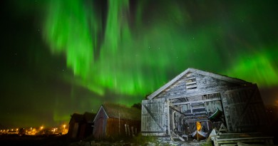 Auroras boreales desde la isla de Kvaløya, Noruega