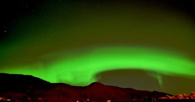 Auroras boreales desde la ciudad de Orkanger, Noruega