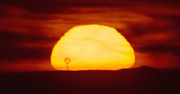 La puesta de Sol desde Montana, Estados Unidos