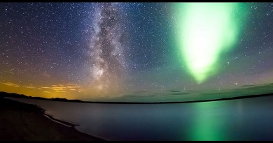 Auroras boreales y la Vía Láctea desde Escocia