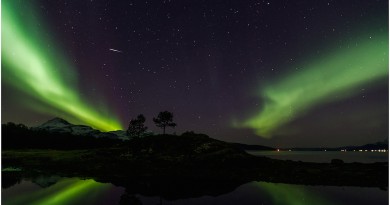 Auroras boreales y un meteoro desde Noruega