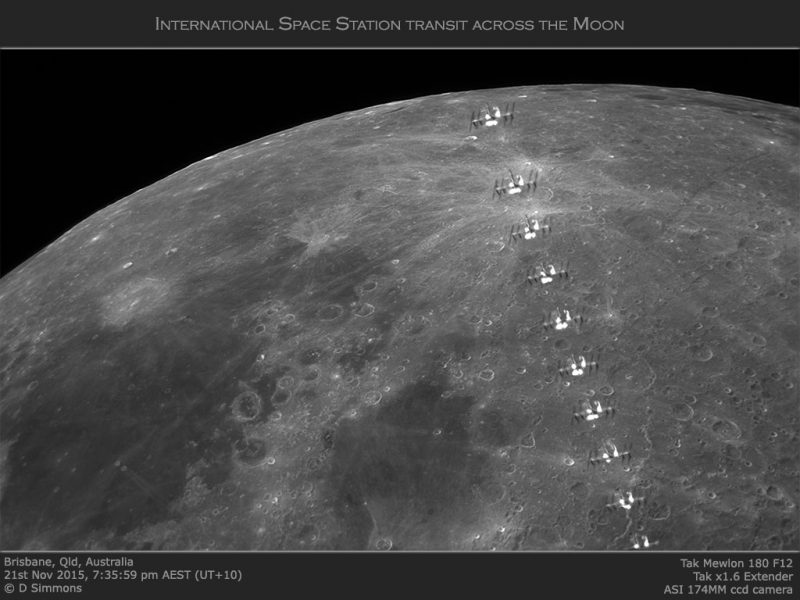 La secuencia del tránsito de la ISS frente a la Luna