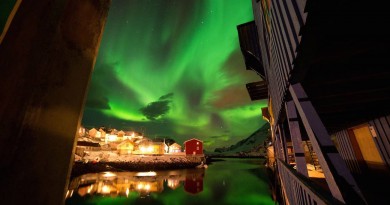 Auroras boreales desde Nyksund, Noruega