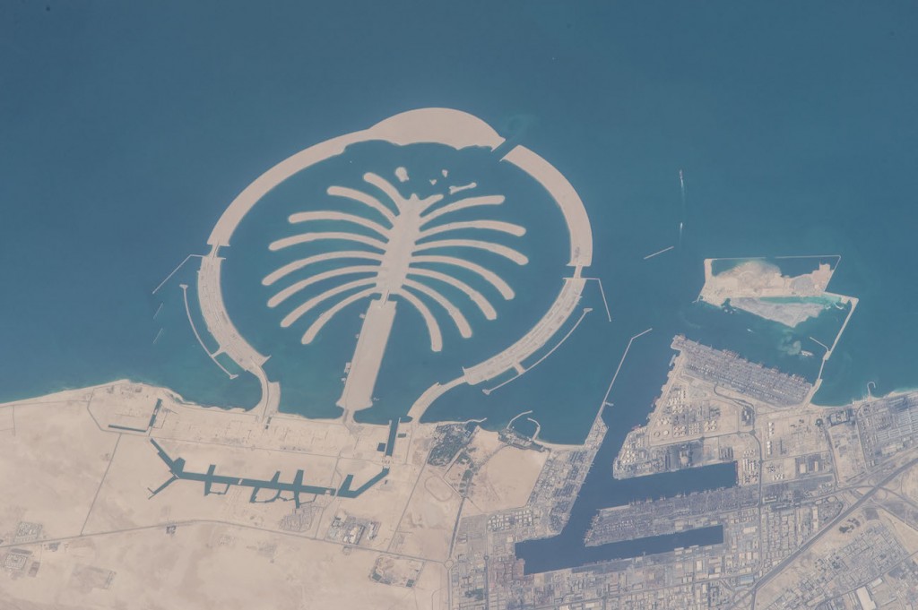 La isla artificial ‘Palm Jebel Ali’ en Dubái desde la Estación Espacial Internacional