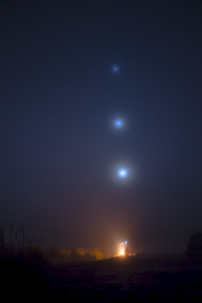 La Luna, Venus, Marte y Júpiter desde el Estado de México