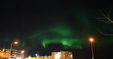 Auroras boreales desde Reikiavik, Islandia