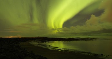 Auroras boreales desde Reikiavik, Islandia
