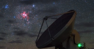Nacimiento de estrellas sobre el Observatorio ALMA