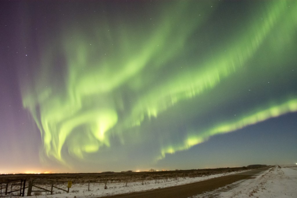 Auroras boreales desde Saskatchewan, Canadá