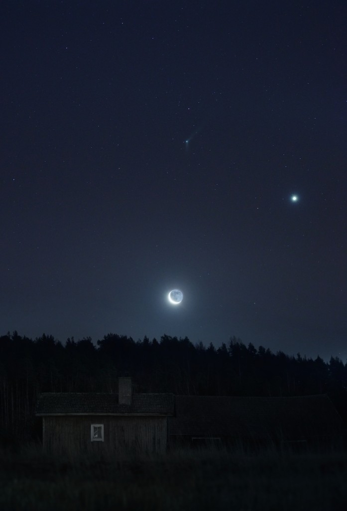 Venus, la Luna y el Cometa C/2013 US10 Catalina desde Finlandia