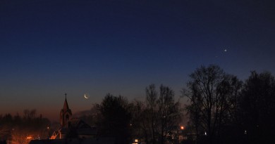 La Luna, Venus y Saturno desde Letonia