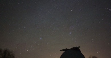 Una cuadrántida y la constelación de Orión desde Hungría