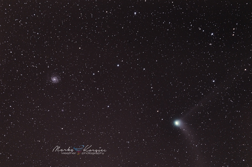 Imagen de la Galaxia Espiral M101 y el Cometa C/2013 US10 Catalina