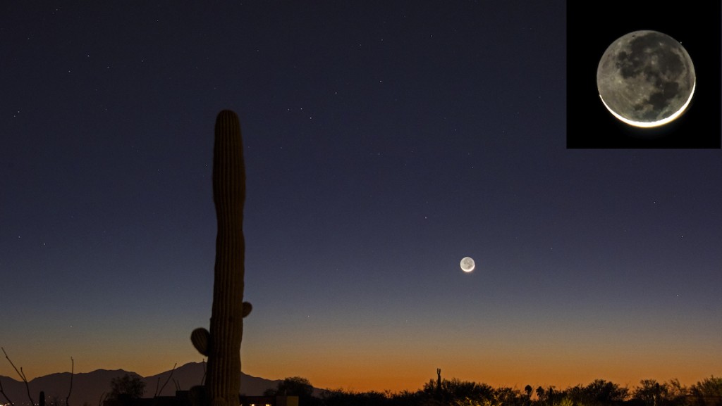 La Luna al atardecer desde Arizona, Estados Unidos