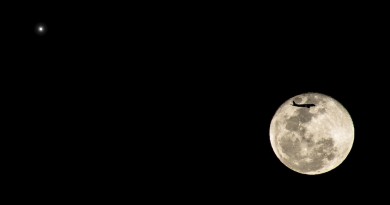 La Luna, Júpiter y un avión desde el Estado de México