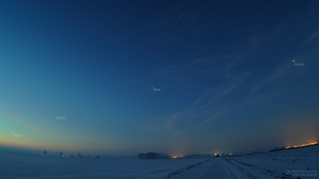 Venus, Saturno, Marte y Júpiter desde Polonia