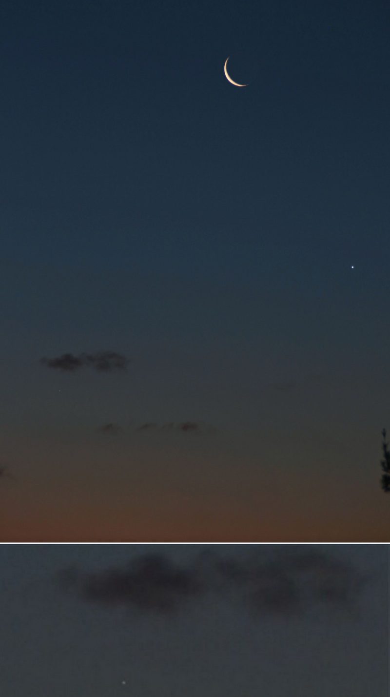 La Luna, Venus y Mercurio desde Croacia