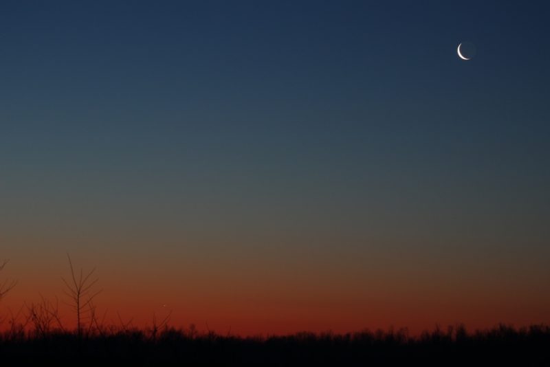 Venus y la Luna desde Nueva York, Estados Unidos