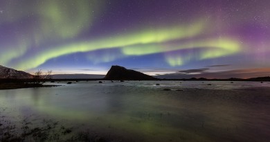 Auroras boreales desde las islas Lofoten, Noruega