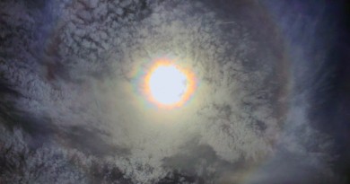 Imagen de un halo y una corona solar desde San Francisco, California