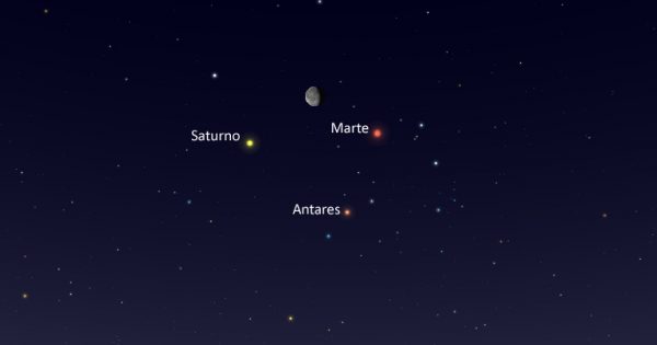 La madrugada del 29 de marzo se podrá ver la conjunción de la Luna, Marte y Saturno