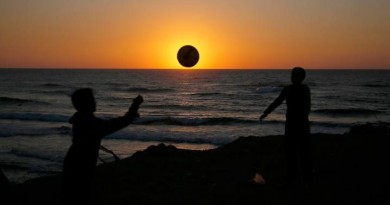 La puesta de Sol desde la Ciudad de Gaza, Palestina