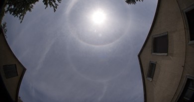 Halo solar y un círculo parhélico desde Hungría