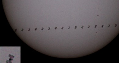 Imagen del tránsito de la ISS frente al Sol