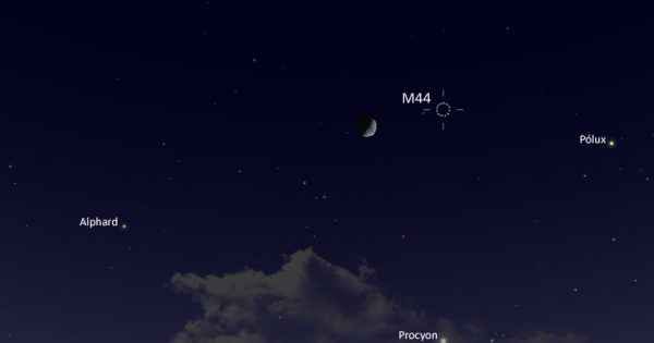 Esta noche se podrá ver la conjunción de la Luna y el cúmulo abierto M44