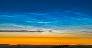 Nubes noctilucentes desde Alberta, Canadá