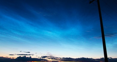 Nubes noctilucentes desde Alberta, Canadá