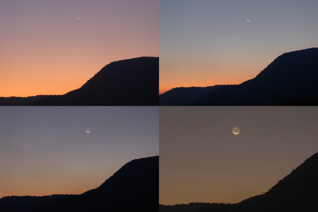La Luna creciente al atardecer en Zimbabue
