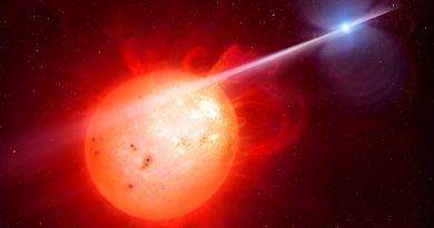 Una estrella enana blanca azota con un rayo misterioso a una enana roja