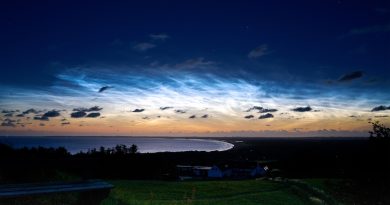 Nubes noctilucentes desde Sjælland, Dinamarca