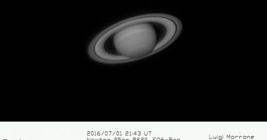 Imagen de Saturno tomada el 1 de julio de 2016
