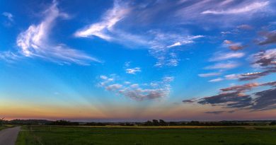 Rayos anticrepusculares desde Stenbjerg, Dinamarca