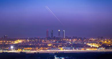 La puesta de Júpiter y Venus sobre Madrid, España