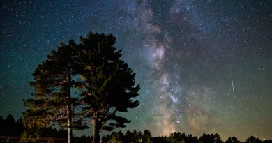 Una perseida y la Vía Láctea desde Míchigan, Estados Unidos