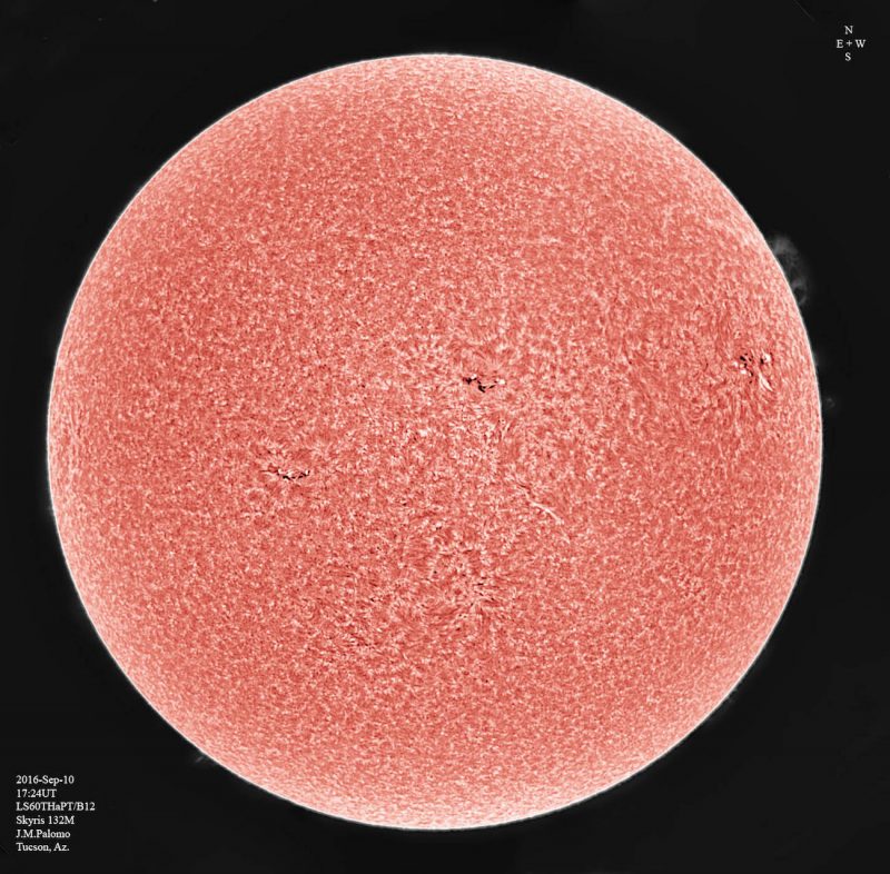 Imagen del Sol tomada el 10 de septiembre de 2016