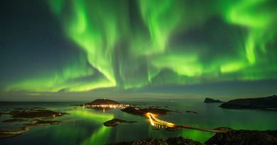 Auroras boreales desde la isla de Kvaløya, Noruega
