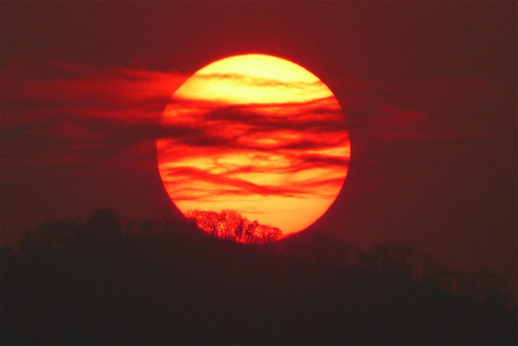 La puesta de Sol desde Zimbabue