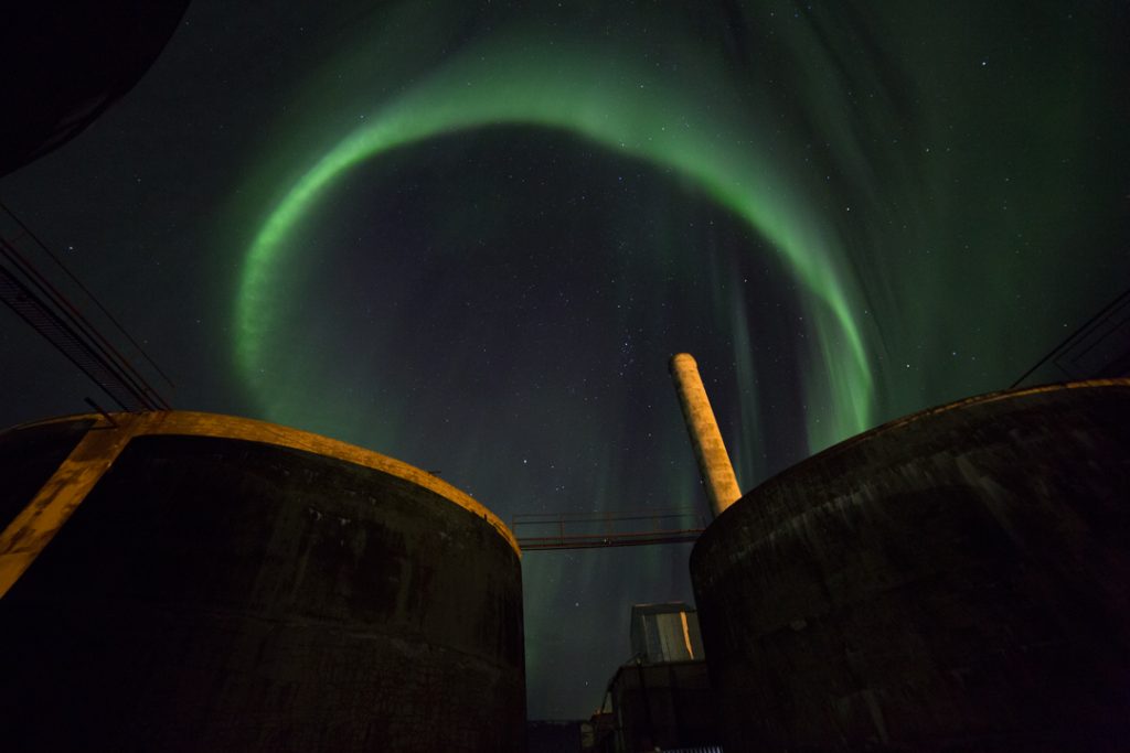 Auroras boreales desde Akureyri, Islandia