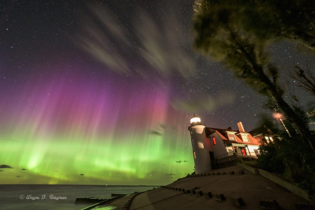 Auroras boreales desde el Lago Míchigan, Estados Unidos