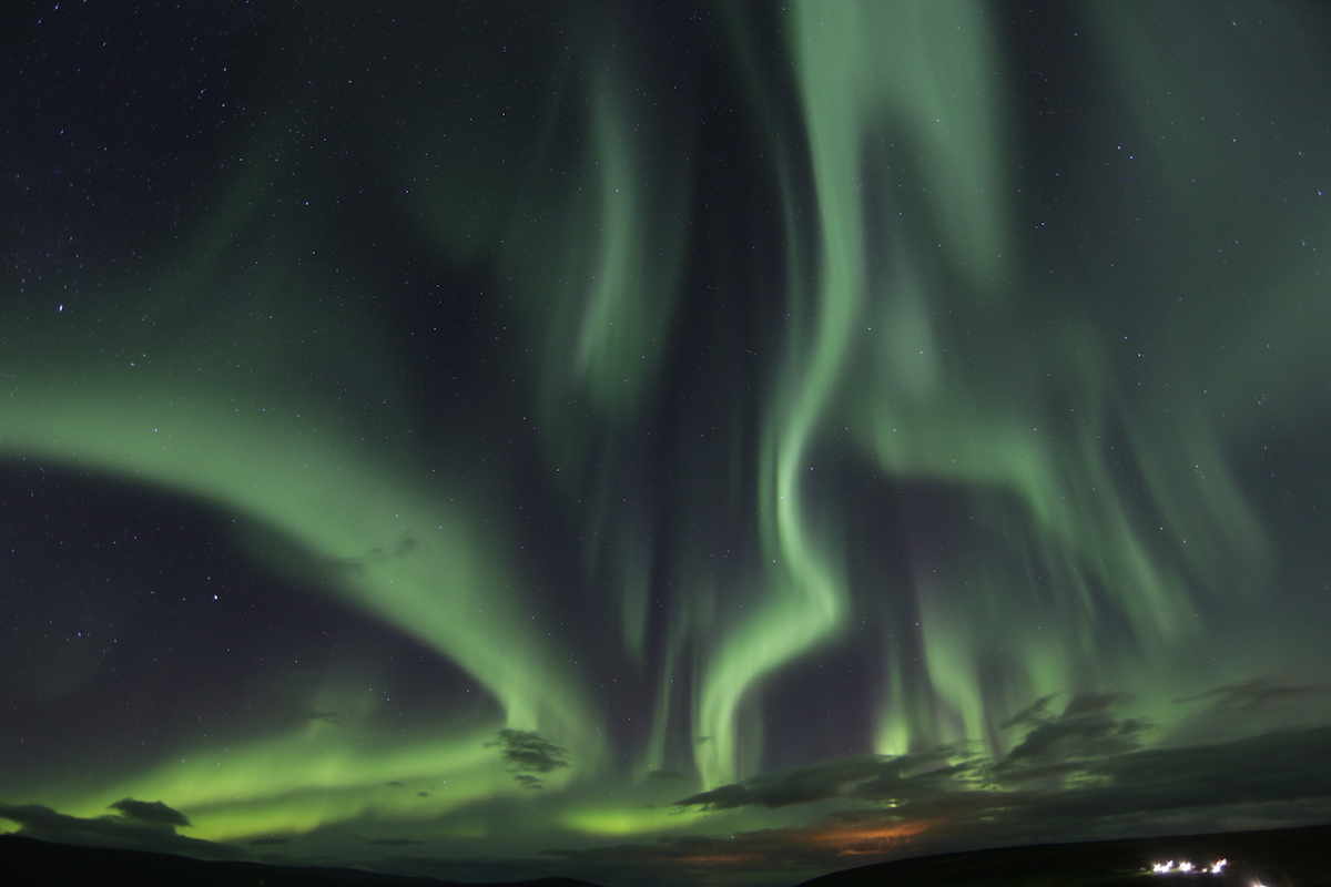 Auroras boreales desde Akureyri, Islandia