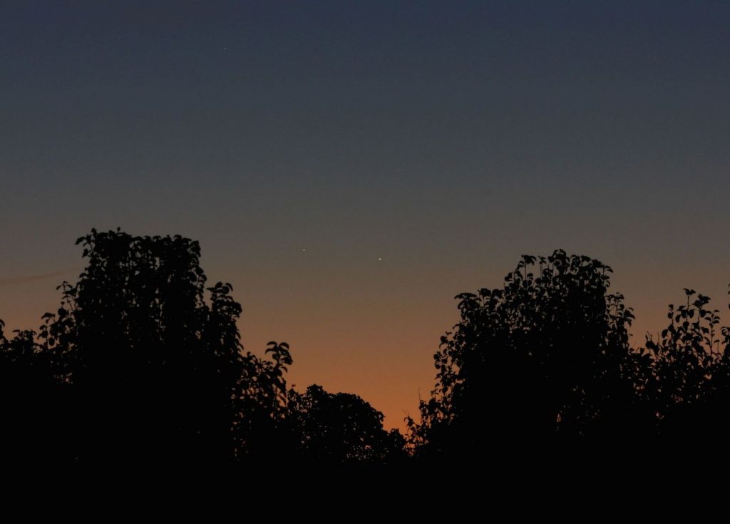 Mercurio y Júpiter desde Carolina del Norte, Estados Unidos